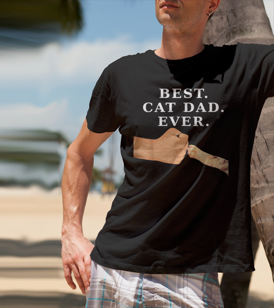 Best Cat Dad Ever Kitty Paw Fist Bump T-Shirt