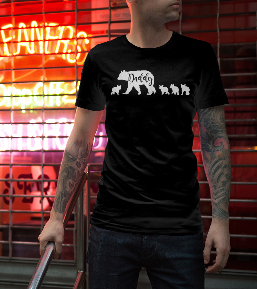Daddy Bear And Four Cubs Dad Father Papa T-Shirt