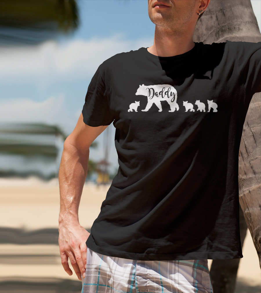 Daddy Bear And Four Cubs Dad Father Papa T-Shirt