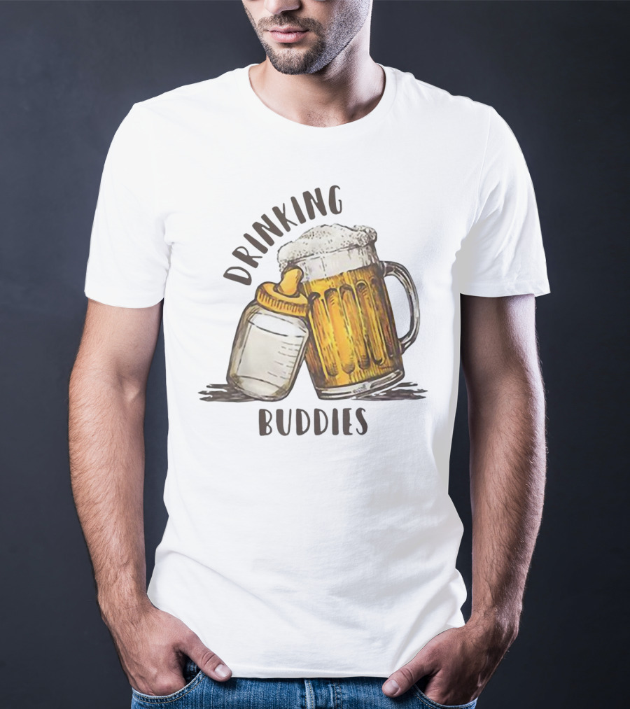 Drinking Buddies Dad And Baby Matching Beer Mug And Bottle T-Shirt