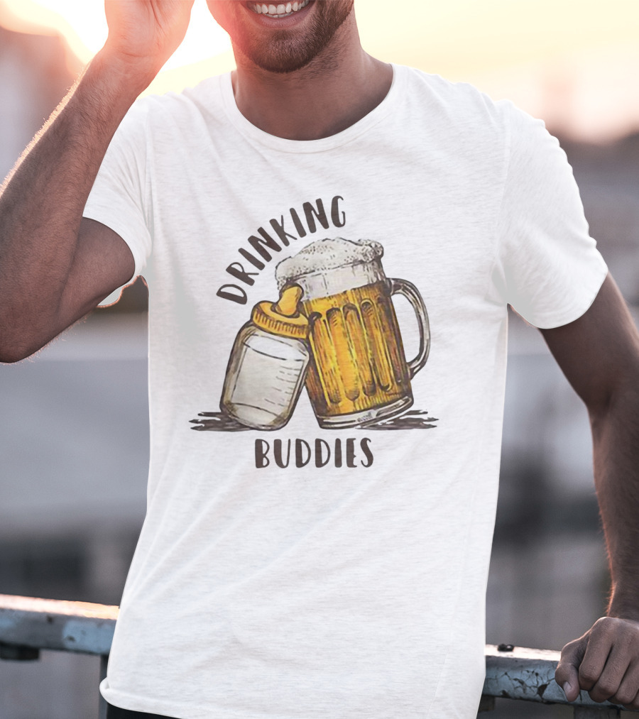 Drinking Buddies Dad And Baby Matching Beer Mug And Bottle T-Shirt
