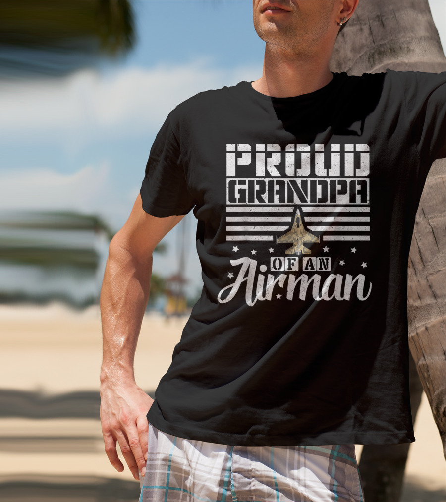 Proud Grandpa Of An Airman Military Jet Stars T-Shirt