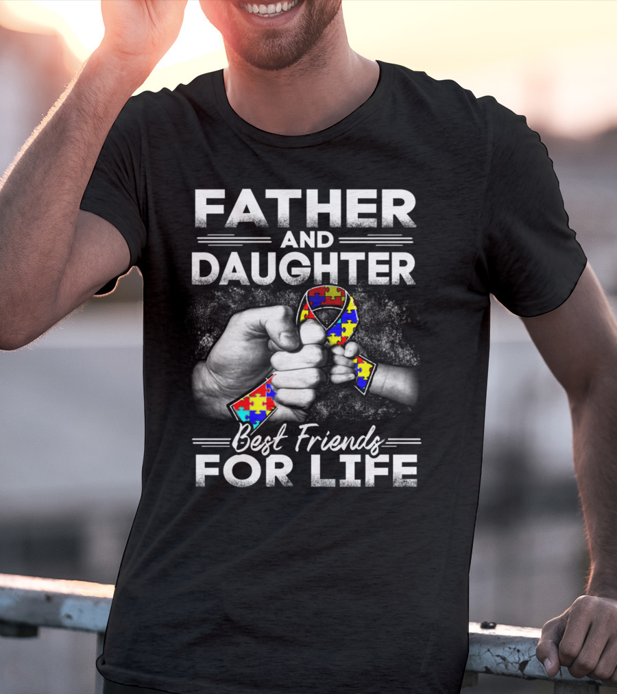 Father And Daughter Best Friends For Life Puzzle Ribbon Unity T-Shirt