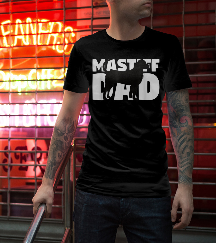 Mastiff Dad Silhouette Design Father's Day T-Shirt