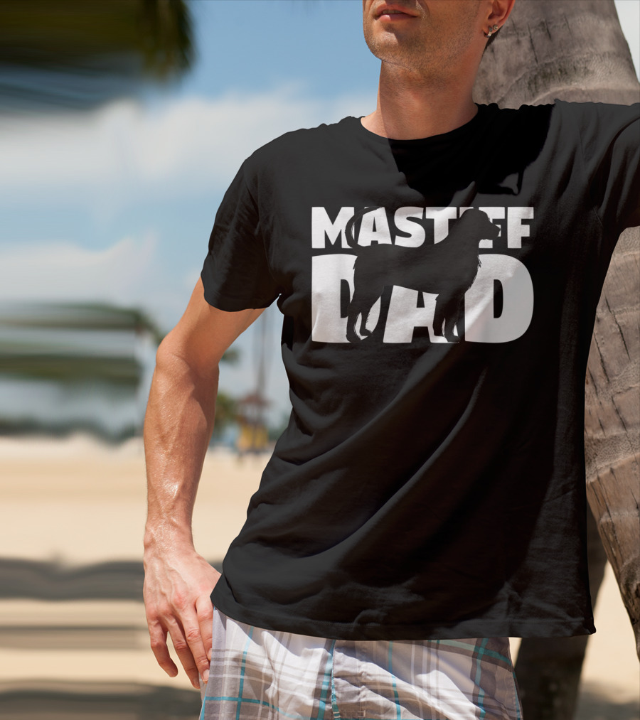 Mastiff Dad Silhouette Design Father's Day T-Shirt