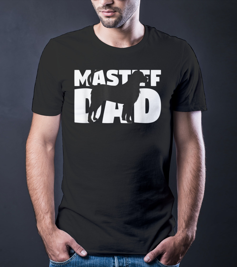 Mastiff Dad Silhouette Design Father's Day T-Shirt