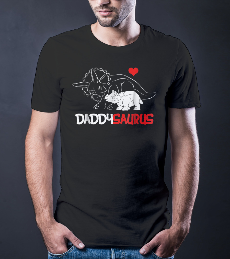 Daddysaurus Triceratops Father Baby Girl Heart T-Shirt