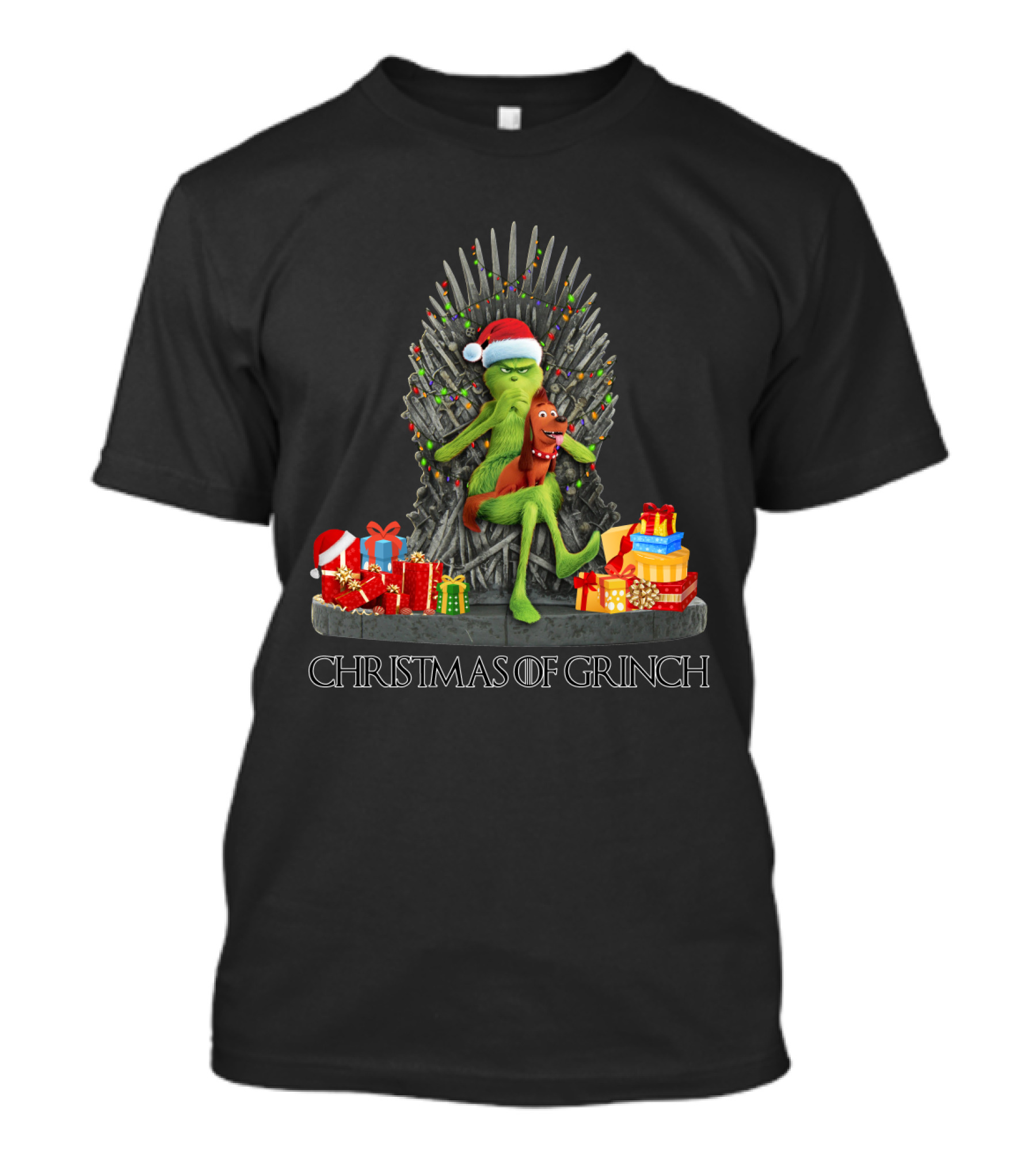 Christmas Of Grinch Iron Throne Santa Hat Gifts T-Shirt