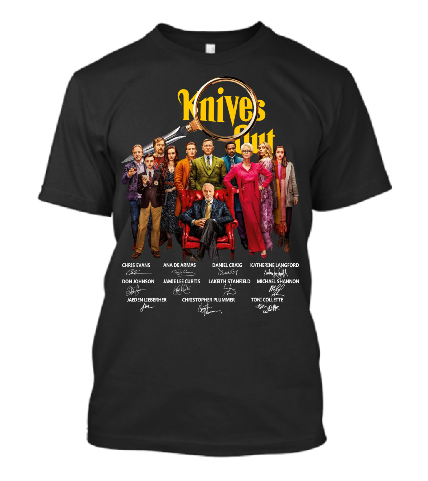 Knives Out Daniel Craig Chris Evans Ana De Armas Cast Signatures T-Shirt