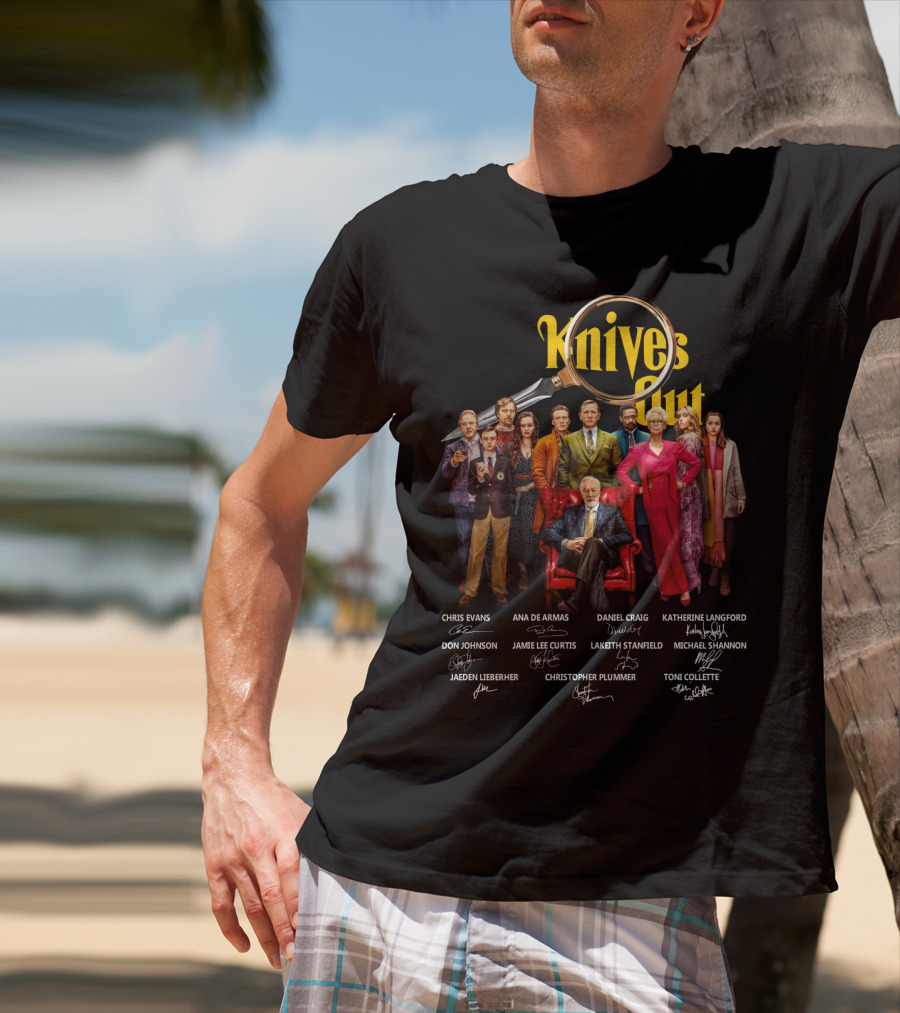 Knives Out Daniel Craig Chris Evans Ana De Armas Cast Signatures T-Shirt