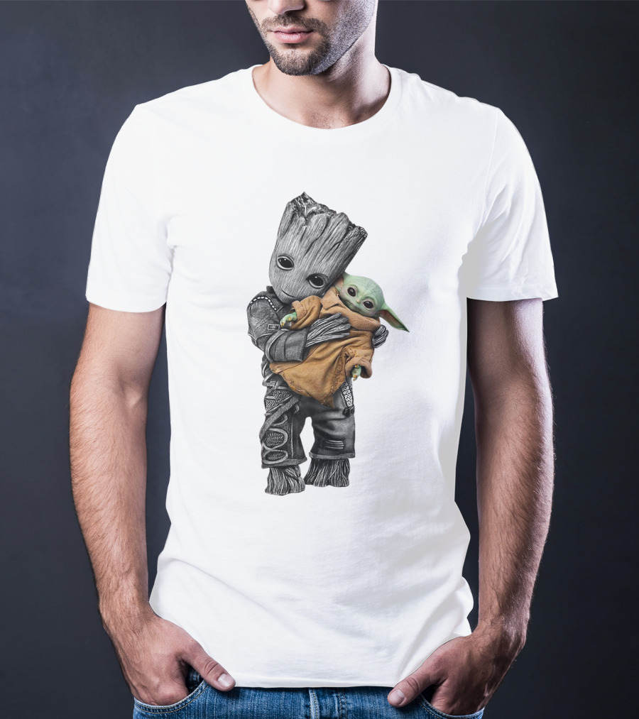 Groot Holding Baby Yoda T-Shirt