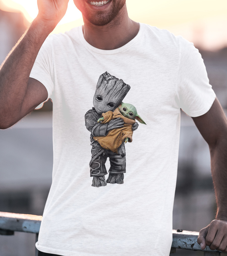 Groot Holding Baby Yoda T-Shirt