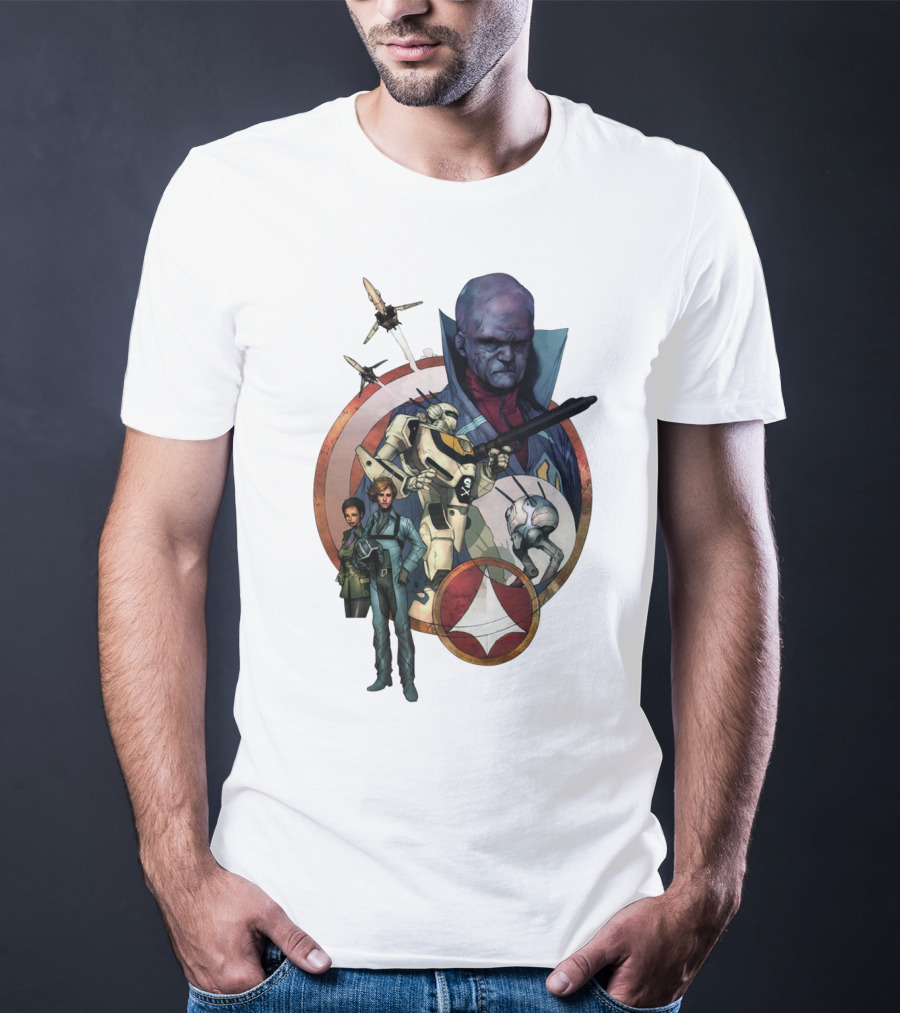 Robotech RBT Roy Fokker Lisa Hunter Zentraedi Logo Battle T-Shirt