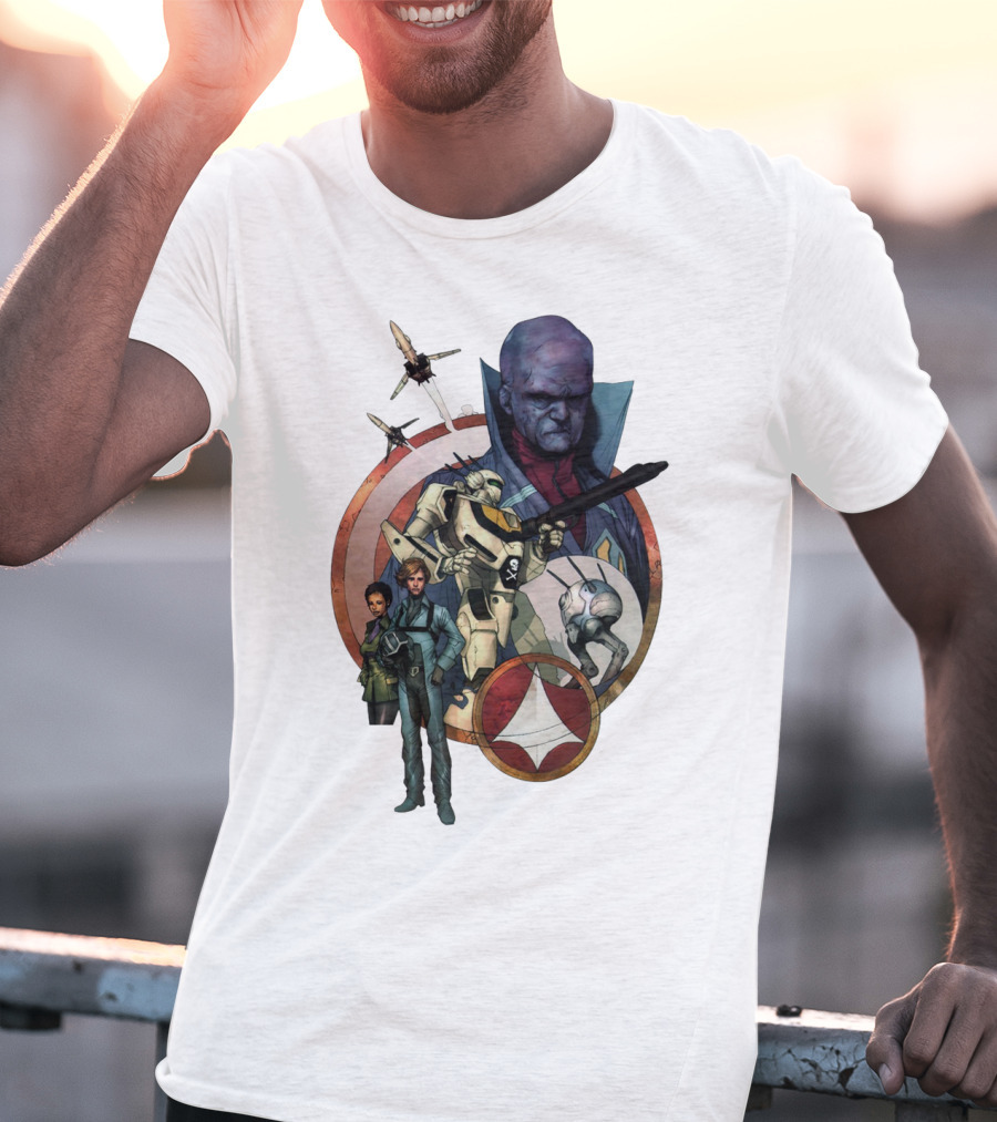 Robotech RBT Roy Fokker Lisa Hunter Zentraedi Logo Battle T-Shirt