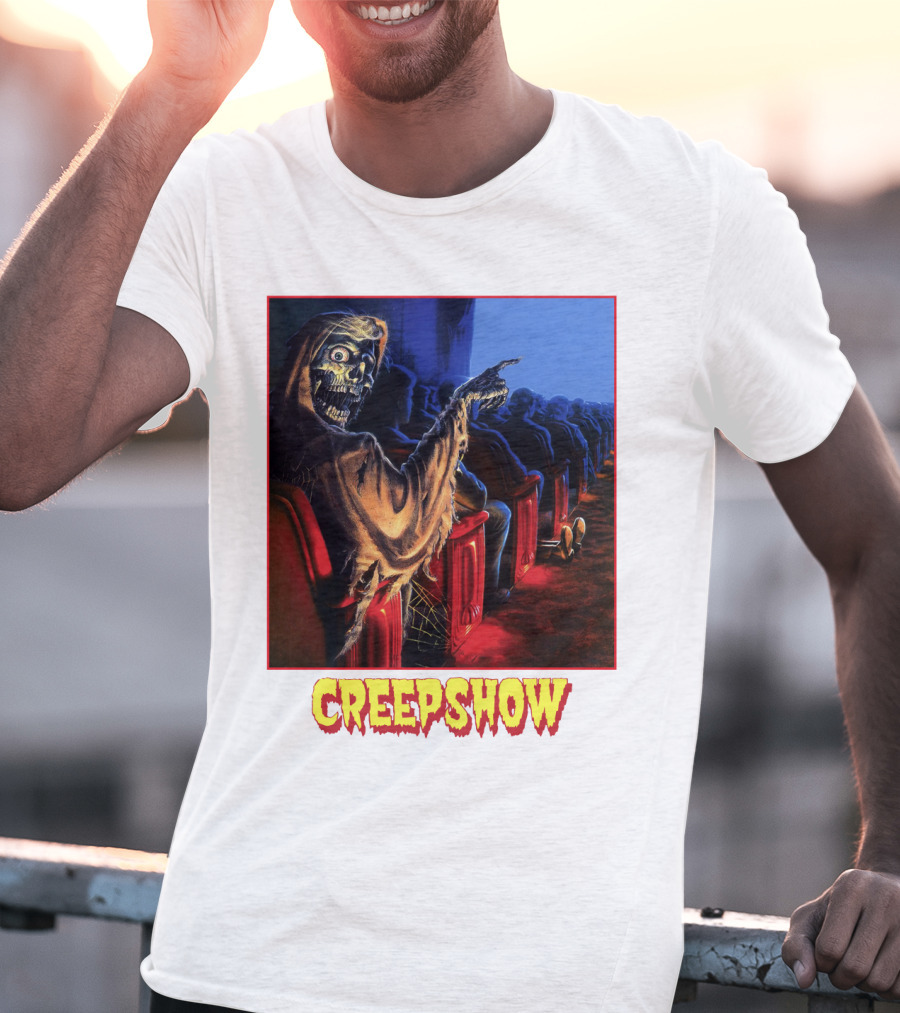 Creepshow Skeleton Ushers Menacing Audience In Theater Scene T-Shirt