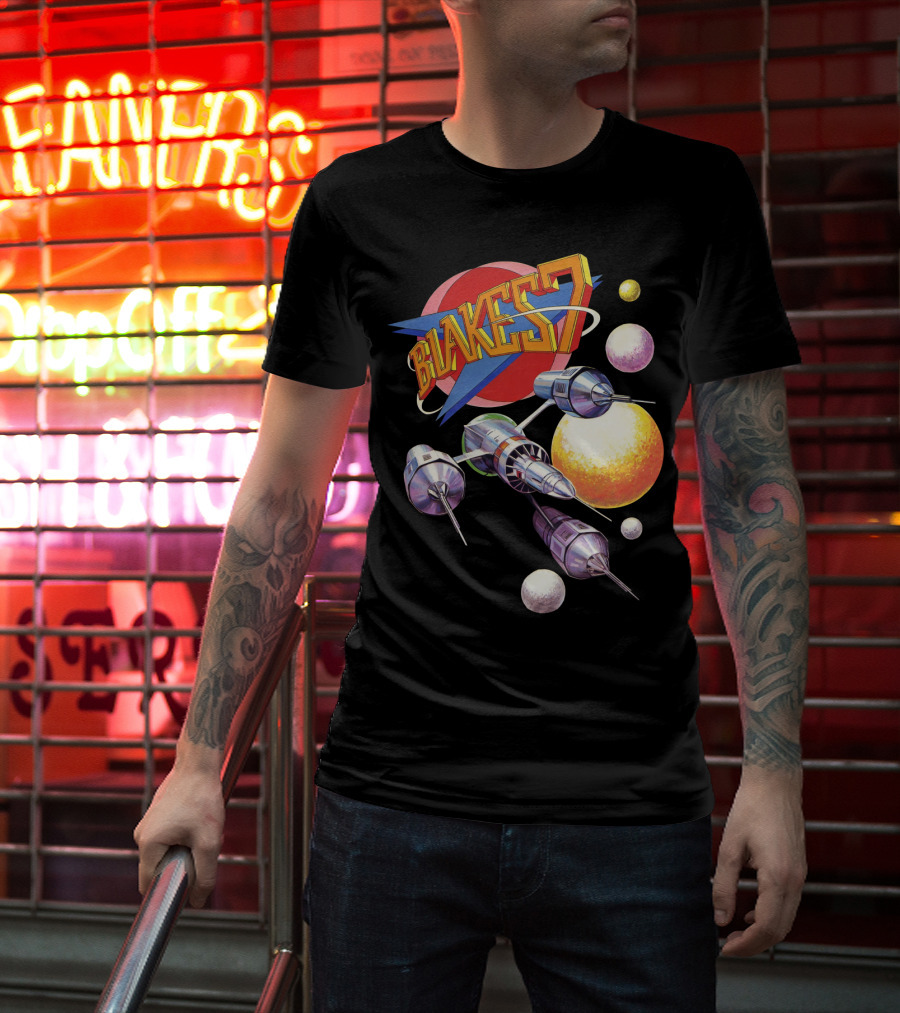 Blake's 7 Annual Retro Sci-Fi Spaceship And Planets T-Shirt