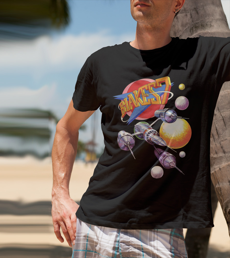 Blake's 7 Annual Retro Sci-Fi Spaceship And Planets T-Shirt