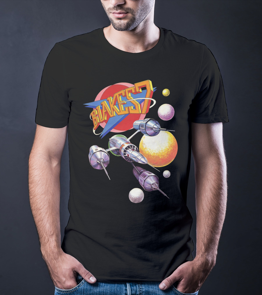 Blake's 7 Annual Retro Sci-Fi Spaceship And Planets T-Shirt
