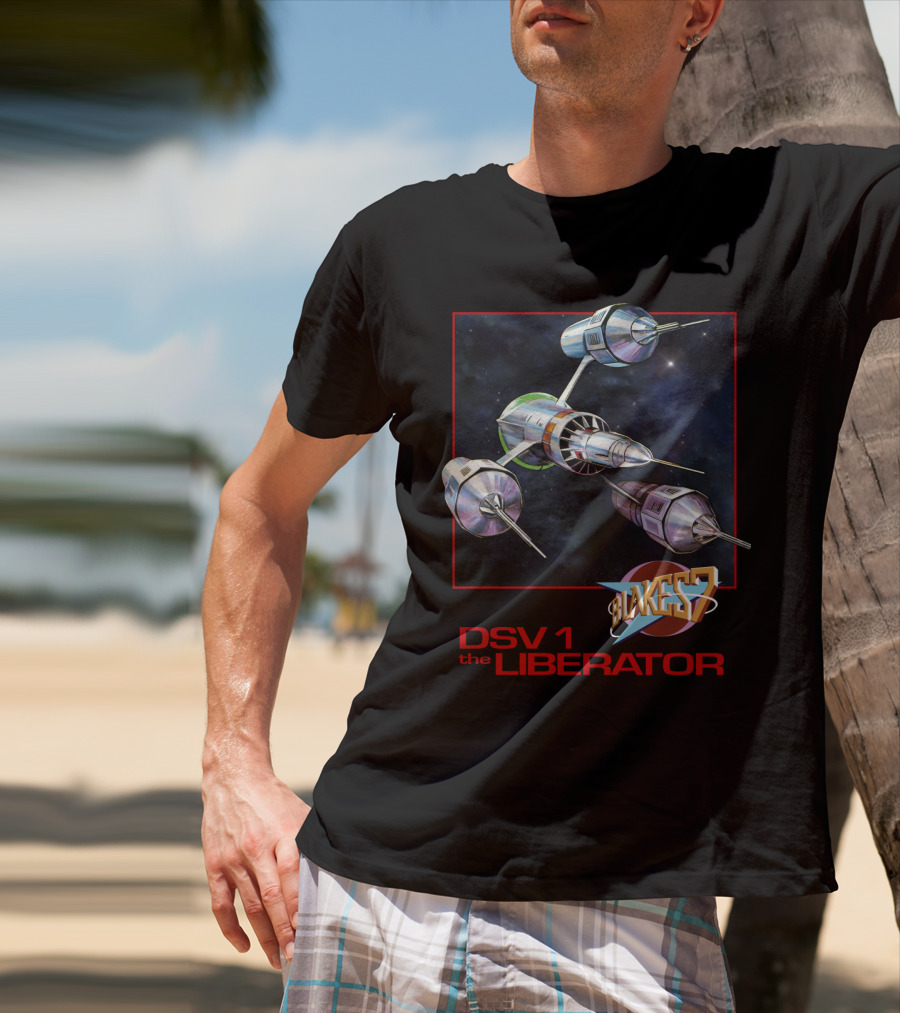 Blake's 7 DSV1 The Liberator Spacecraft In Outer Space T-Shirt