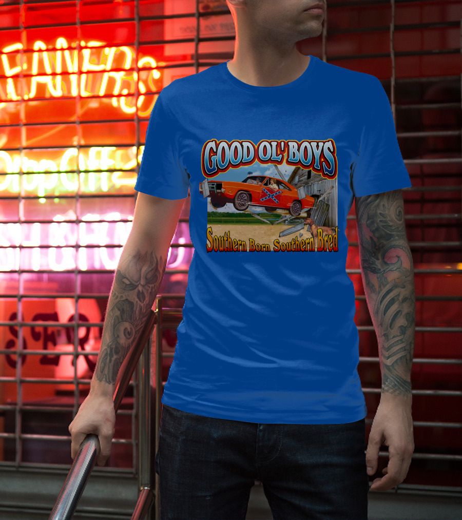 Good Ol' Boys Southern Born Southern Bred Dukes Of Hazzard Car Jump Scene T-Shirt