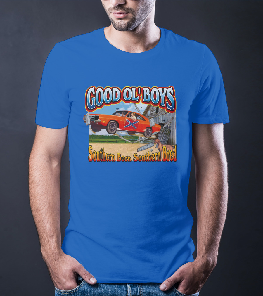 Good Ol' Boys Southern Born Southern Bred Dukes Of Hazzard Car Jump Scene T-Shirt