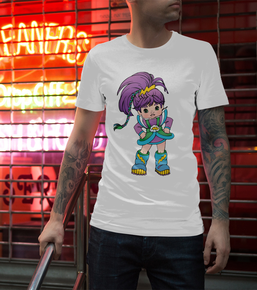Rainbow Brite Stormy Character With Purple Hair And Lightning Bolt T-Shirt