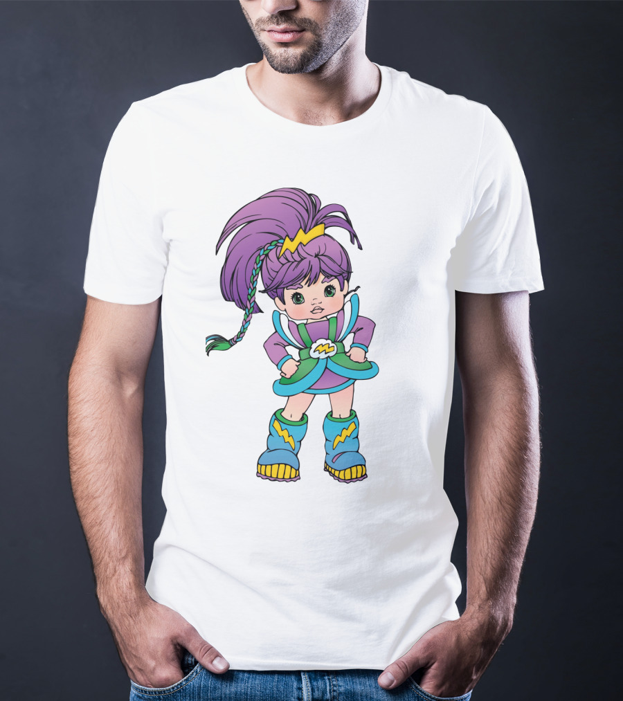Rainbow Brite Stormy Character With Purple Hair And Lightning Bolt T-Shirt