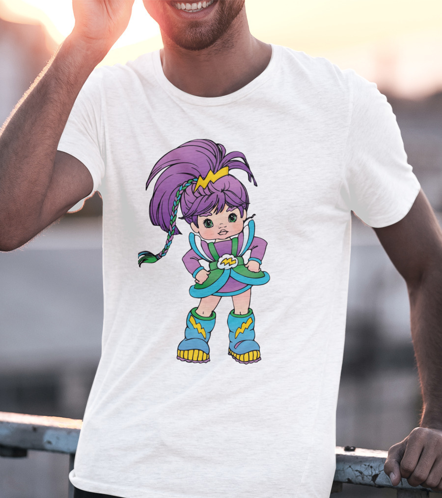 Rainbow Brite Stormy Character With Purple Hair And Lightning Bolt T-Shirt