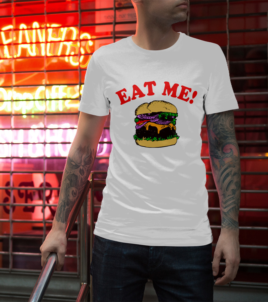 Captain Spaulding Eat Me Burger Text T-Shirt
