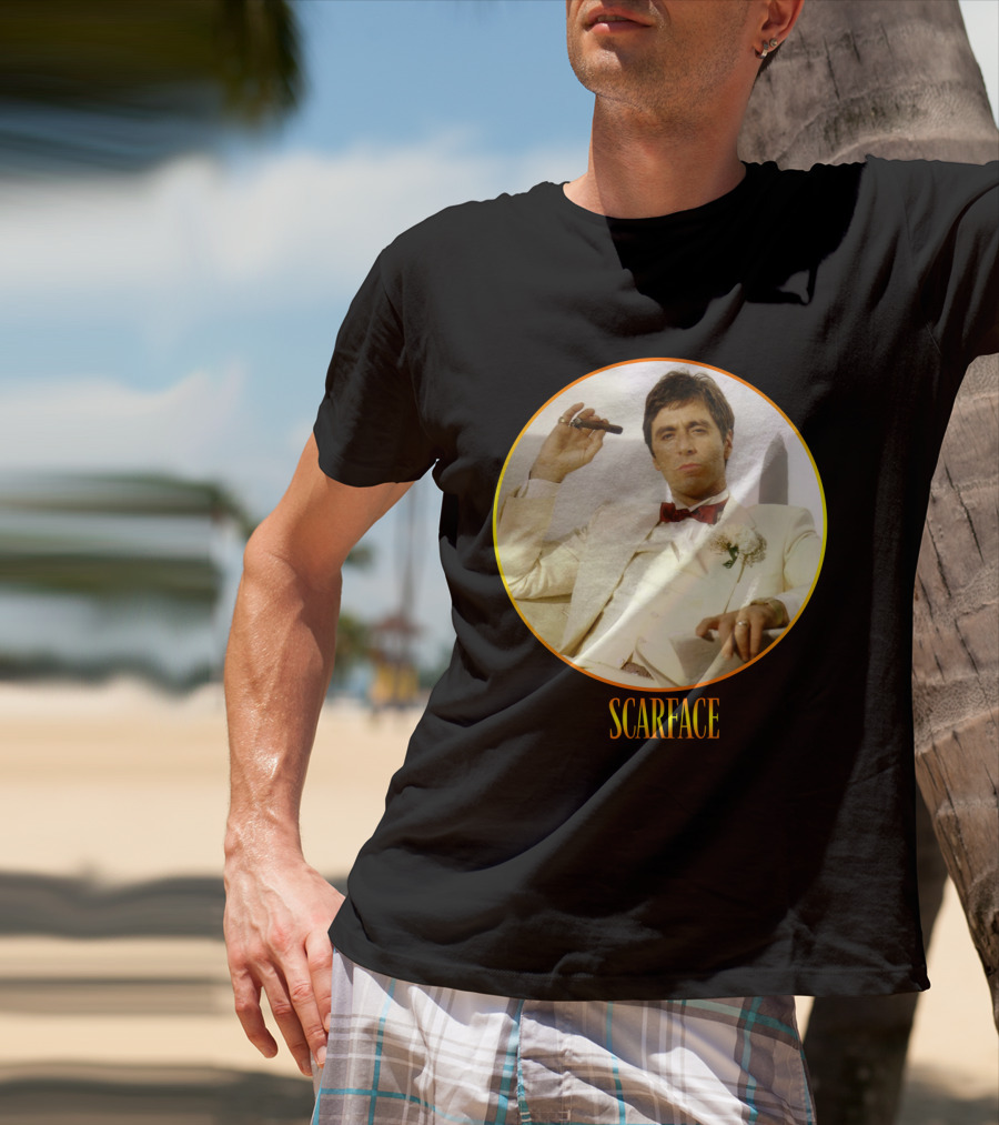 Scarface Iconic Movie Character In Circle Frame T-Shirt