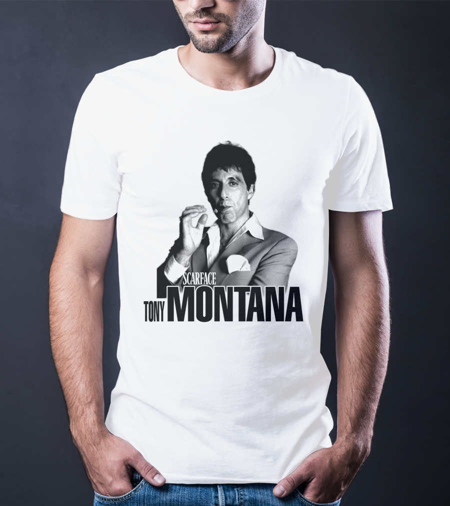 Scarface Tony Montana Cigar Black And White Photo T-Shirt