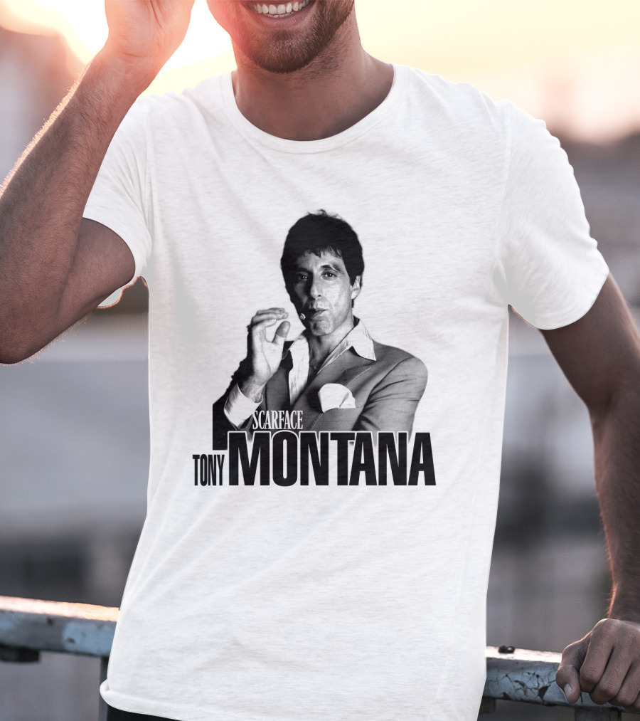 Scarface Tony Montana Cigar Black And White Photo T-Shirt