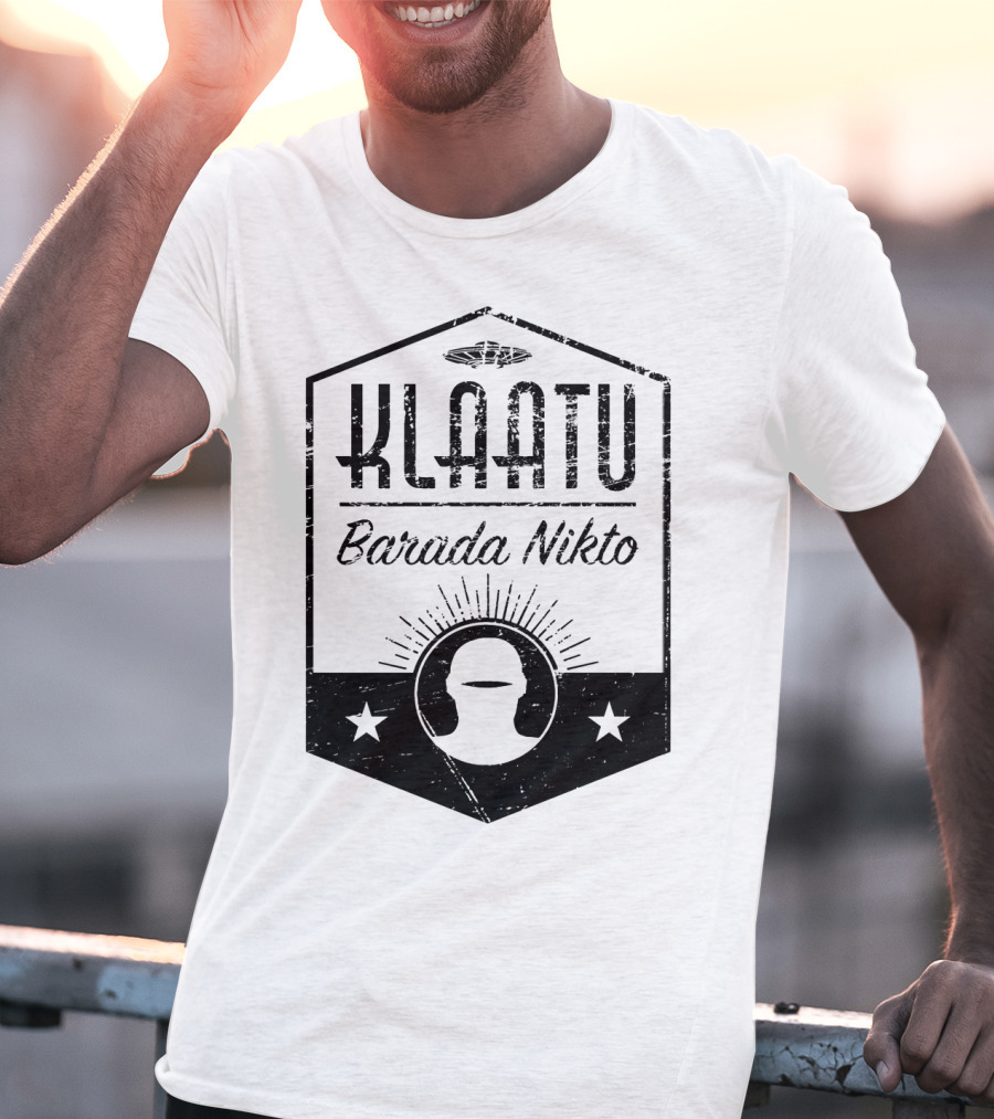 Klaatu Barada Nikto The Day The Earth Stood Still Spaceship Icon Retro Badge T-Shirt