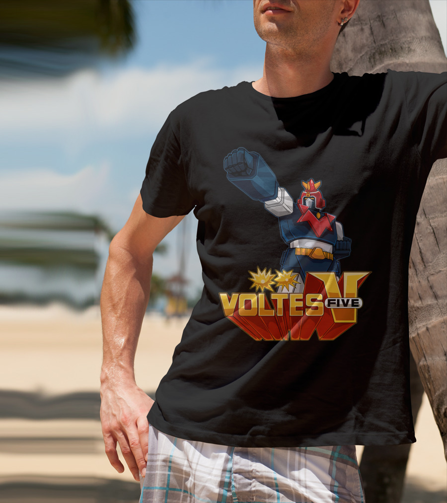 Voltes Five Robot Iconic Anime Character Fist Power Action T-Shirt