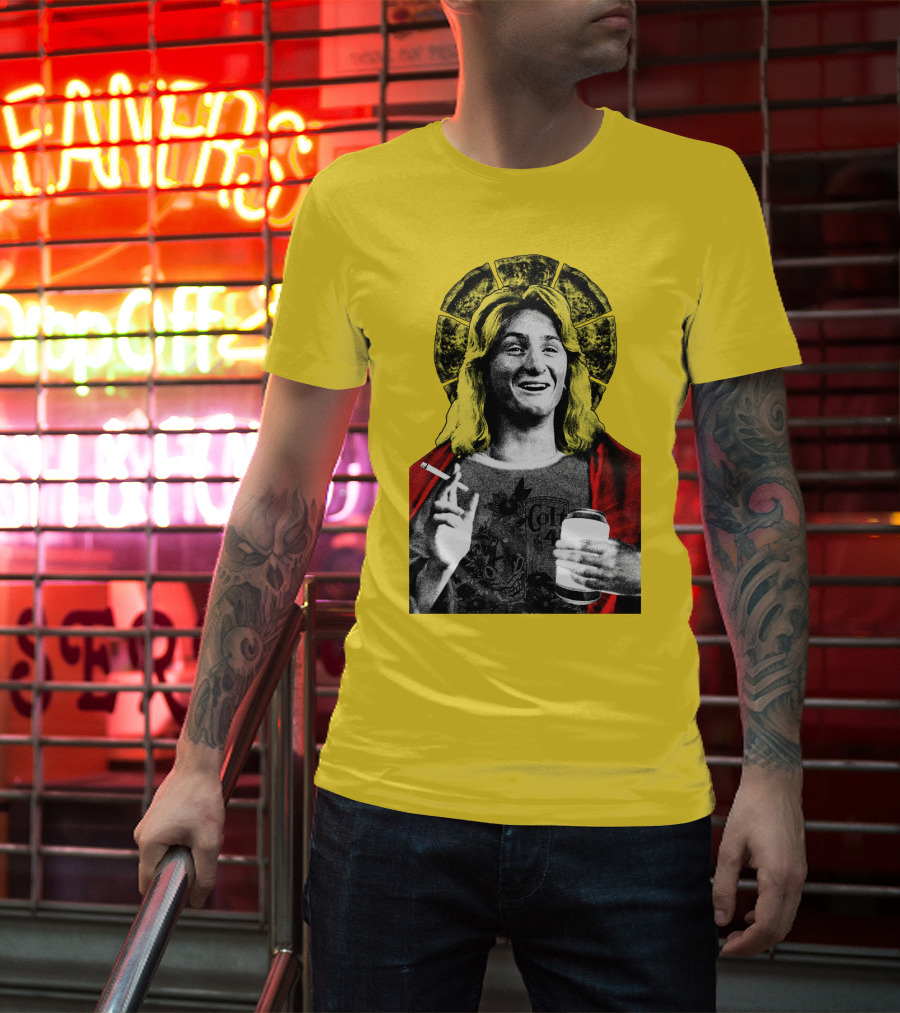 Fast Times At Ridgemont High Jeff Spicoli Halo Smoking And Holding Drink T-Shirt