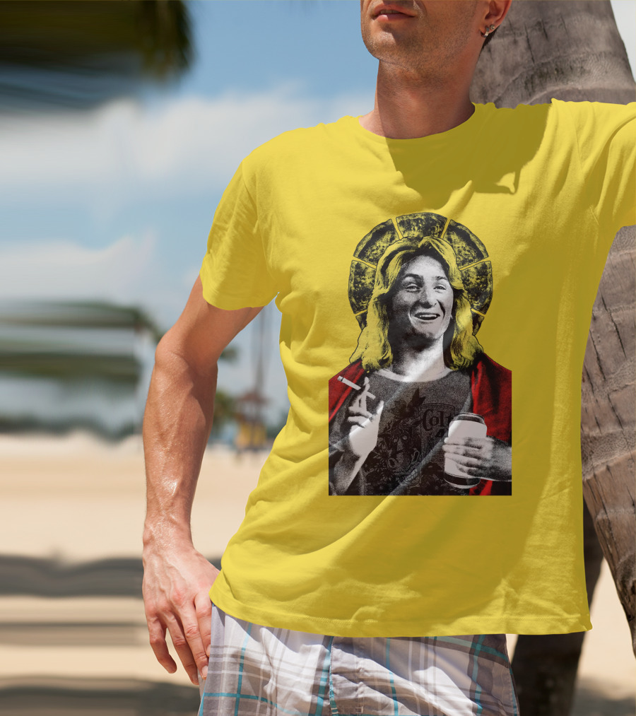 Fast Times At Ridgemont High Jeff Spicoli Halo Smoking And Holding Drink T-Shirt