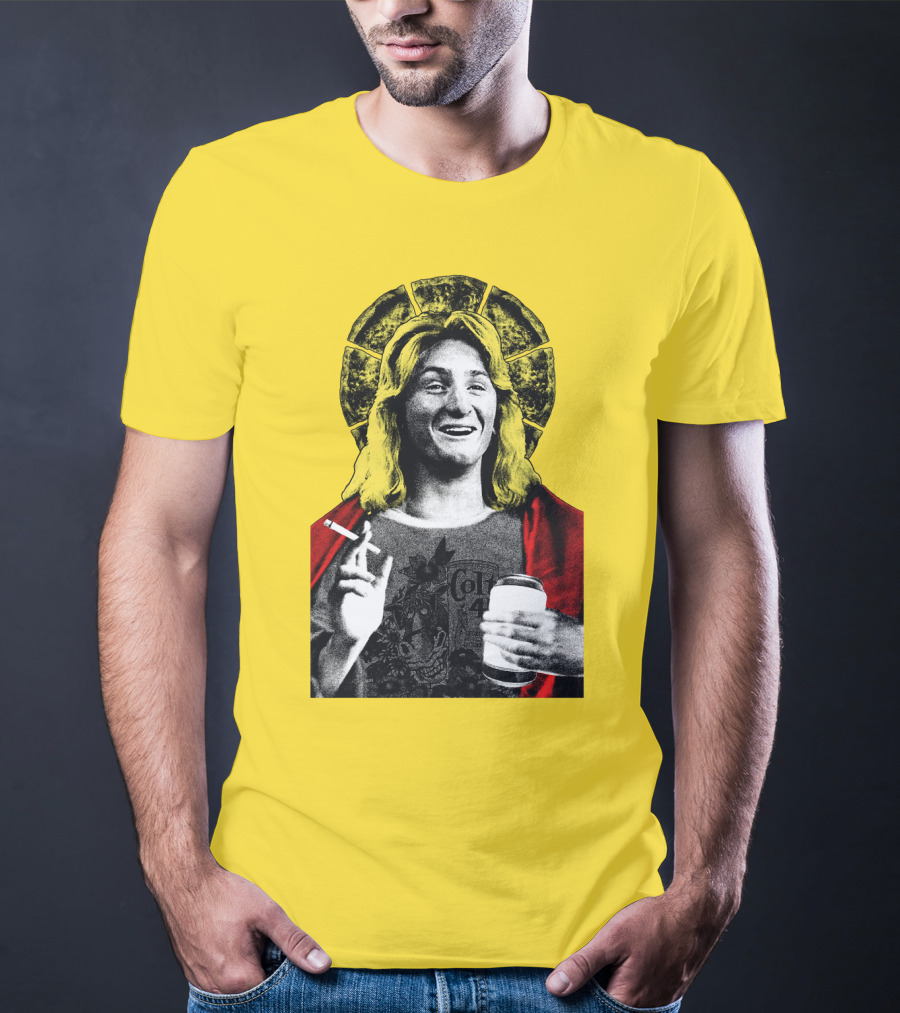 Fast Times At Ridgemont High Jeff Spicoli Halo Smoking And Holding Drink T-Shirt