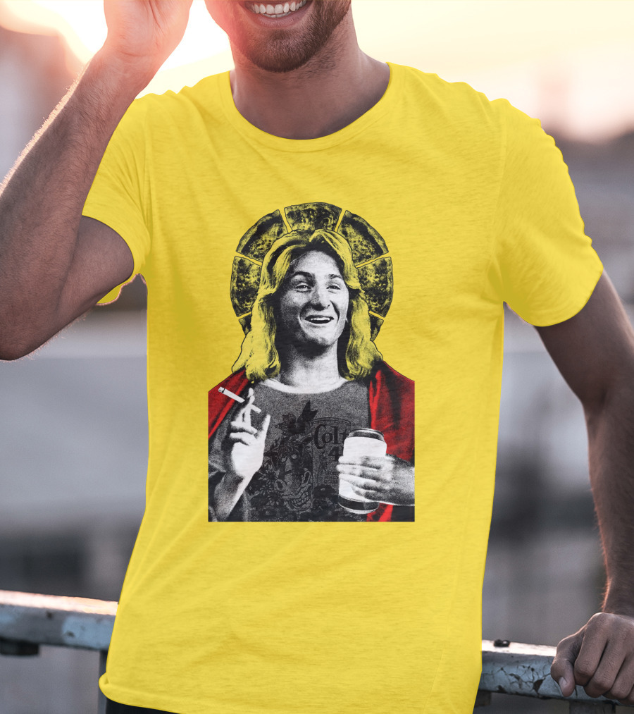 Fast Times At Ridgemont High Jeff Spicoli Halo Smoking And Holding Drink T-Shirt