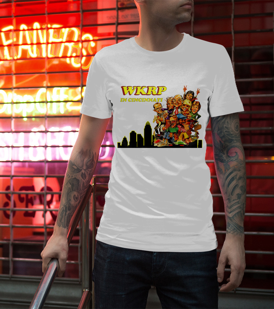 WKRP In Cincinnati Characters And Skyline T-Shirt