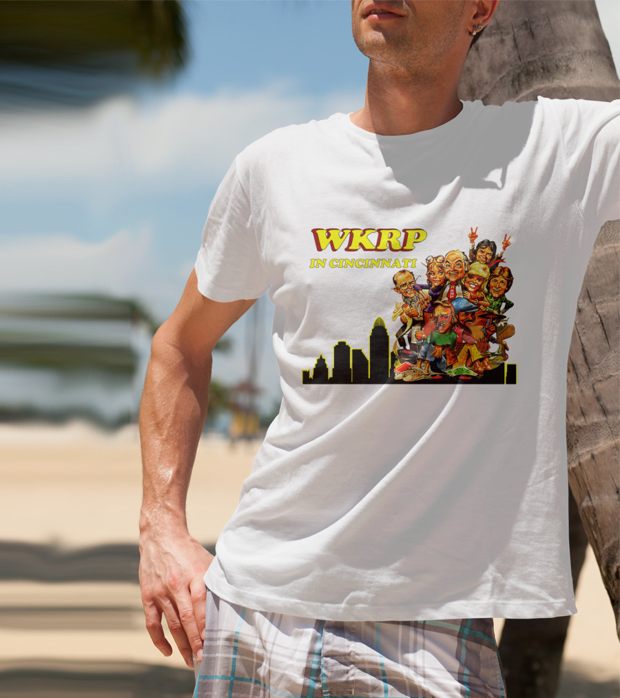 WKRP In Cincinnati Characters And Skyline T-Shirt