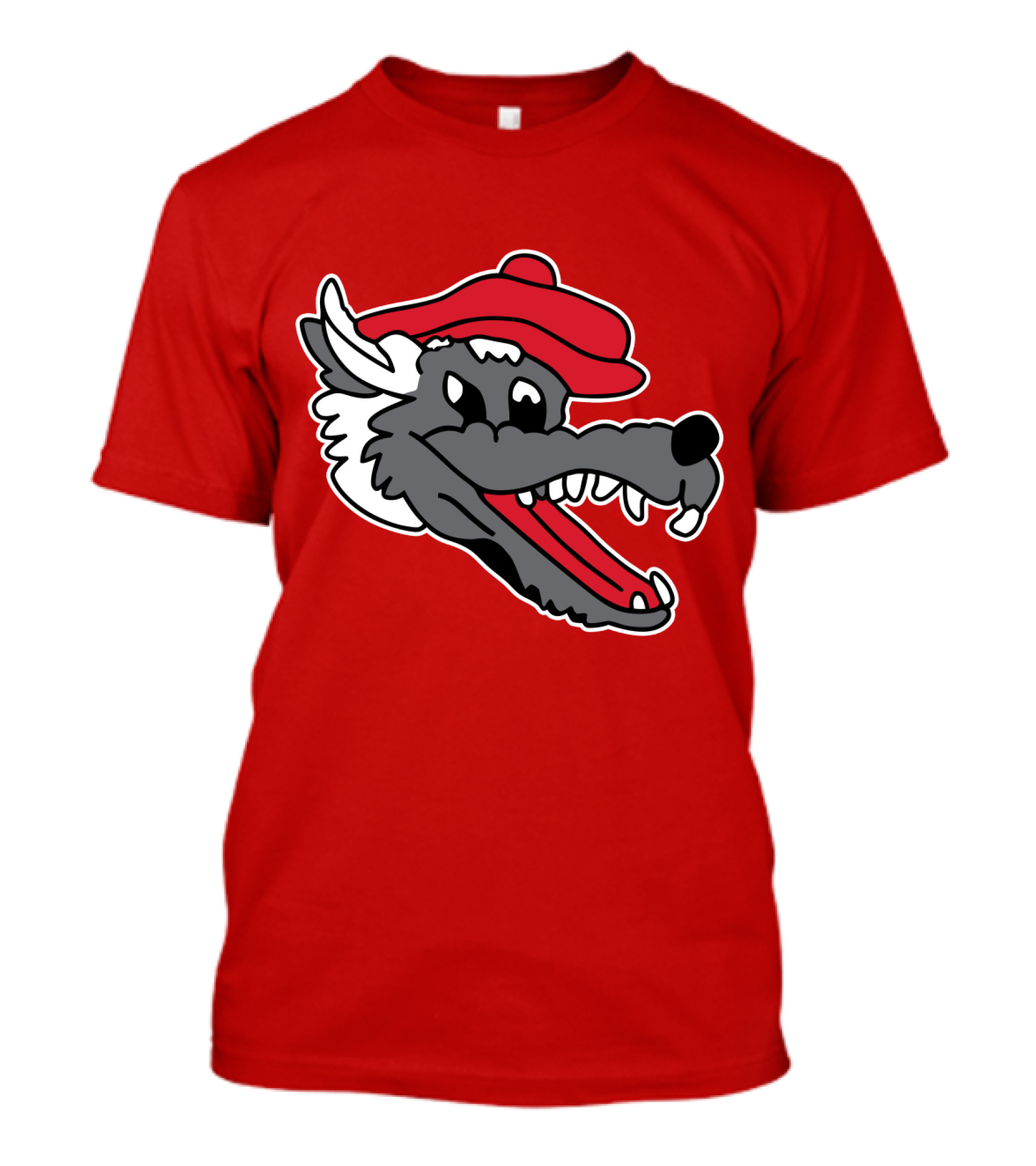 Ridgemont Wolves Cartoon Wolf In Red Beret T-Shirt