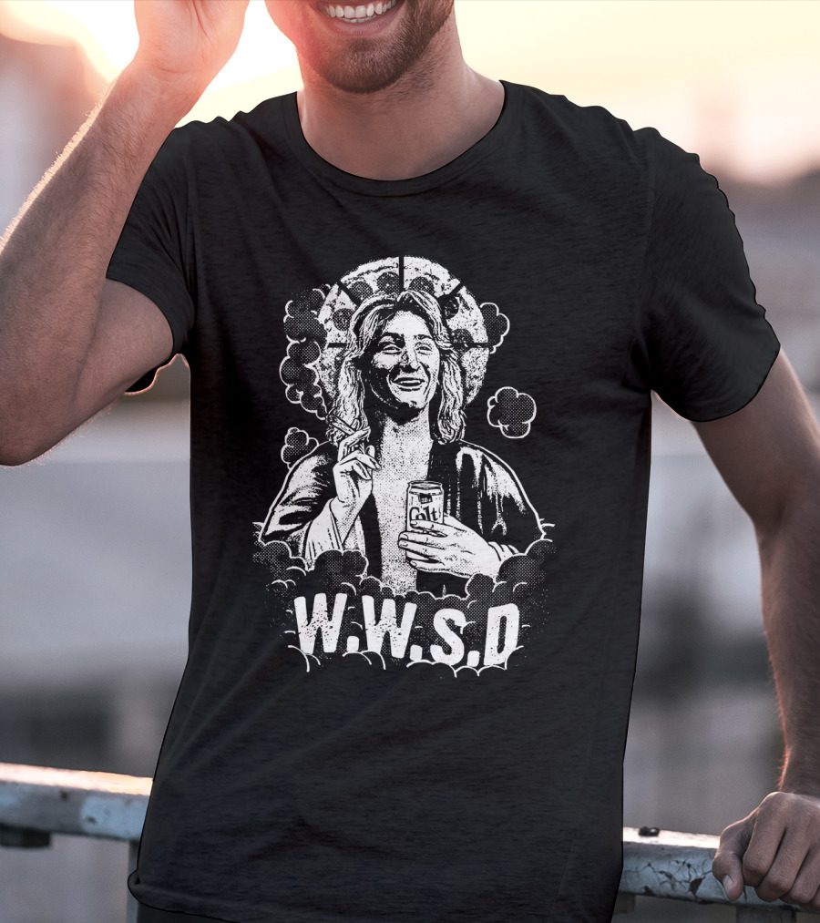 Fast Times WWSD Spicoli With Malt Can And Halo T-Shirt
