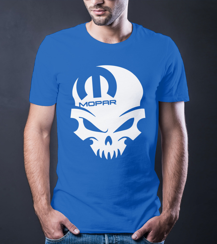 Mopar Skull Logo Blue Background T-Shirt