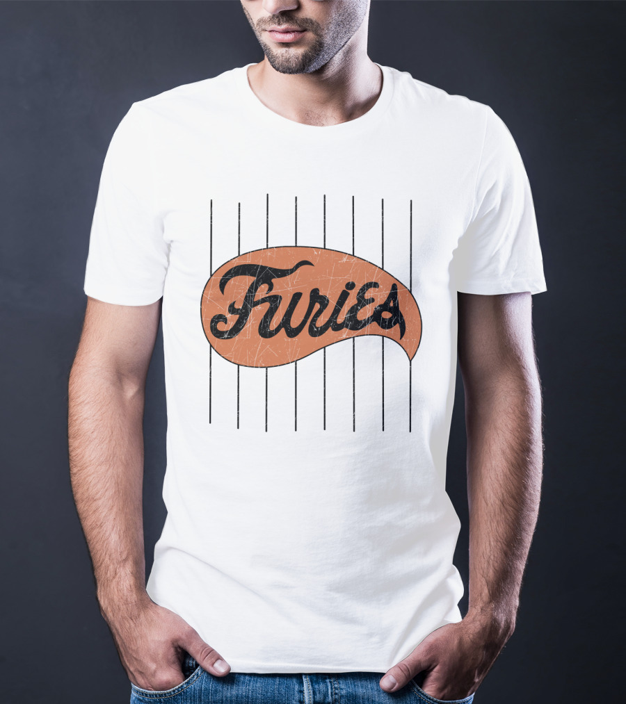 Furies Retro Baseball Style Text With Vertical Stripes T-Shirt