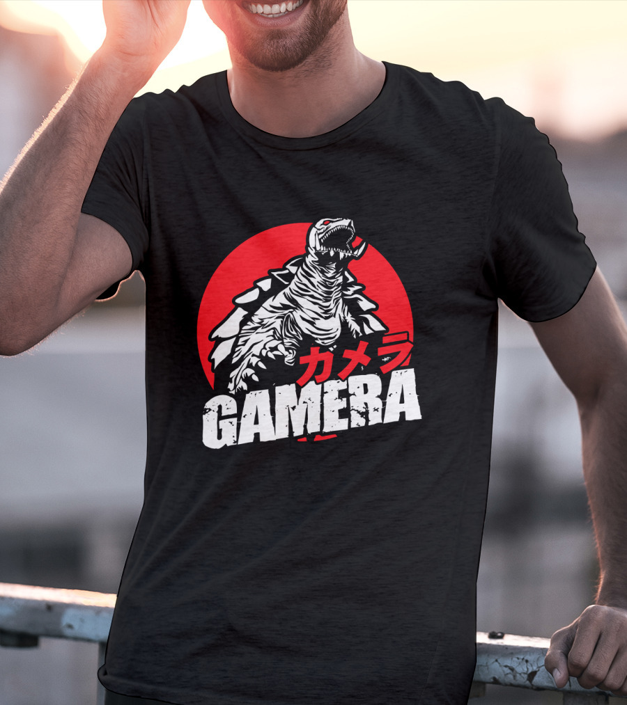 GAMERA Flying Turtle Kaiju Red Circle Background T-Shirt