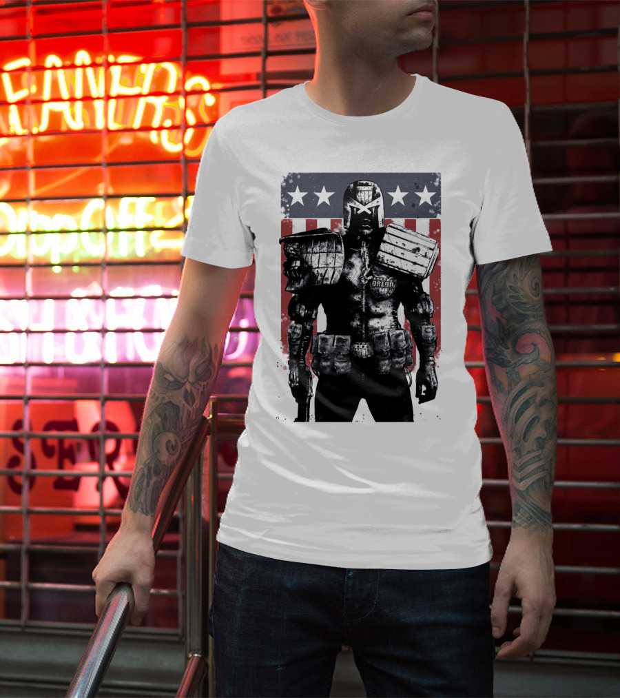 Judge Dredd Judgement Day Stars And Stripes Comic Hero T-Shirt