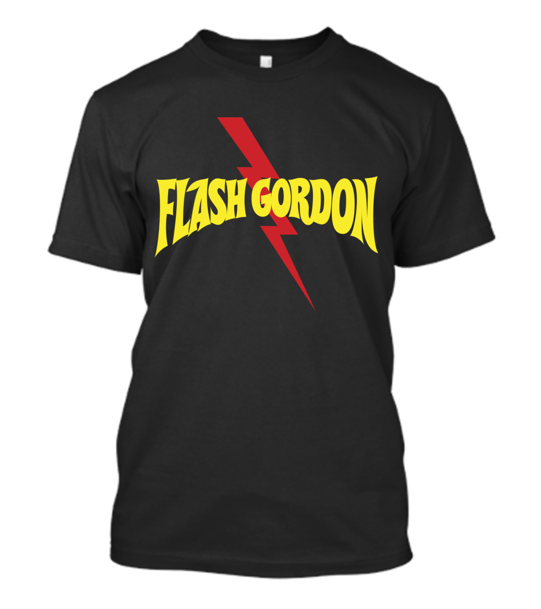 Flash Gordon Logo Yellow Text Red Lightning Bolt T-Shirt