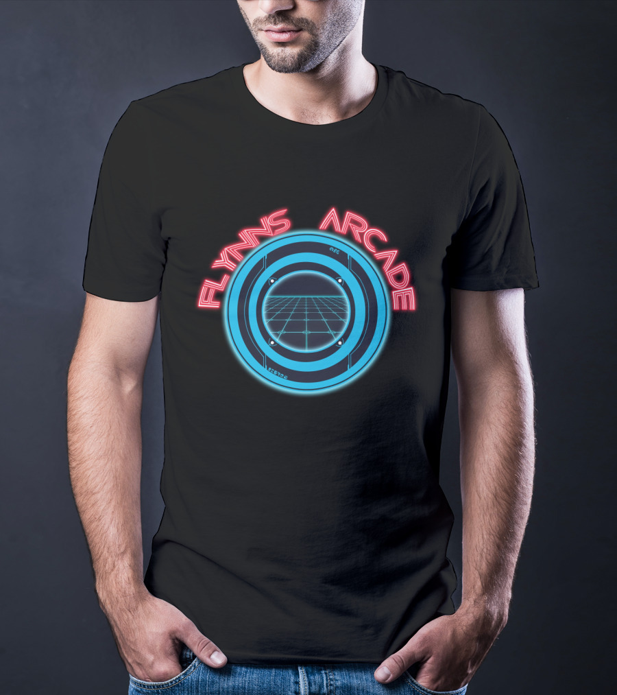 Flynn's Arcade Tron Grid Logo Neon T-Shirt
