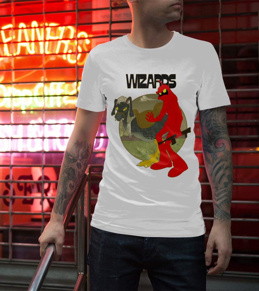 Wizards Animation Character With Red Humanoid And Armed Bird T-Shirt