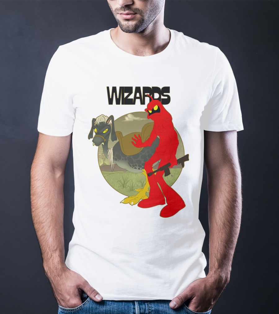 Wizards Animation Character With Red Humanoid And Armed Bird T-Shirt